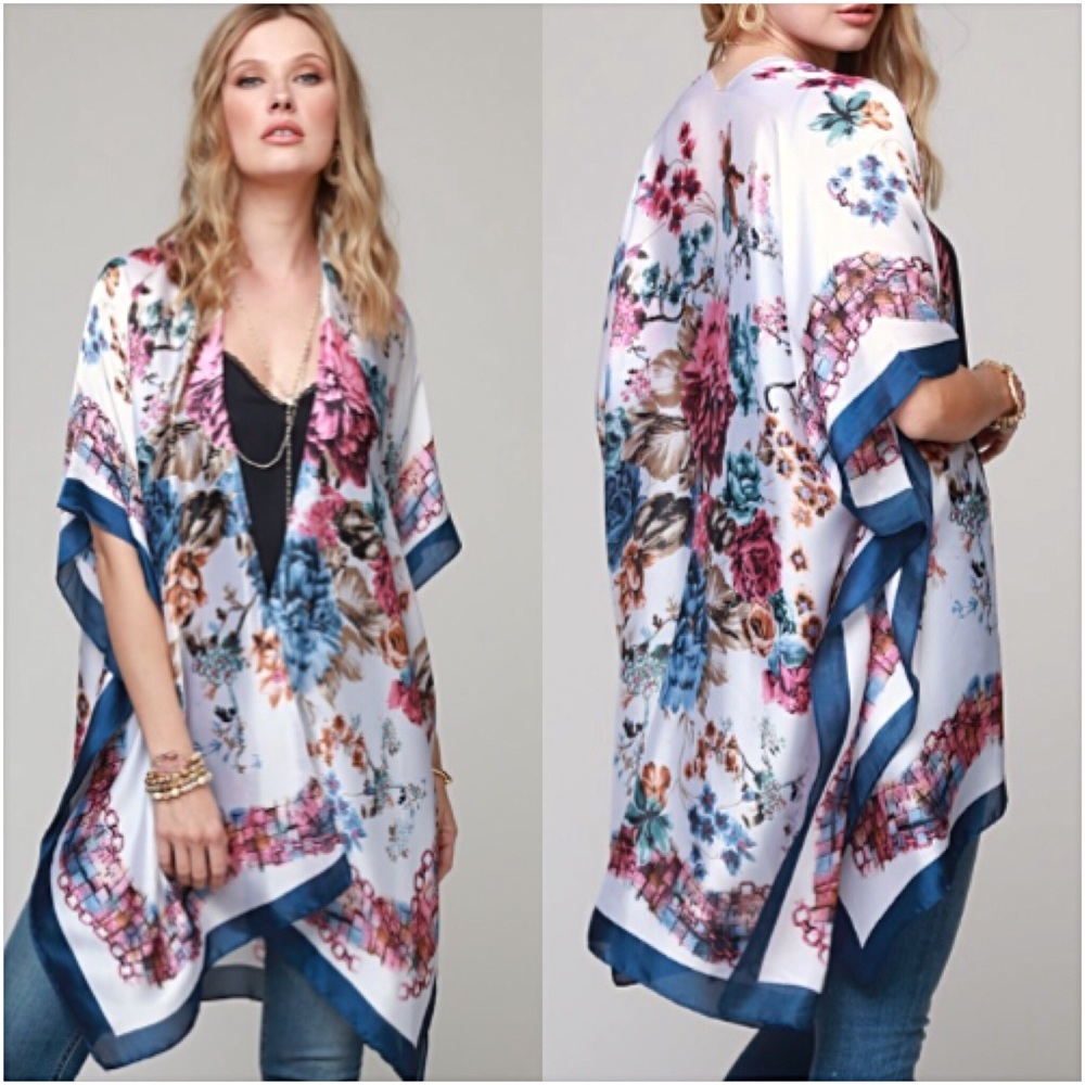 Satin Gypsy Cardi Kimono Coverup Wrap One Size - Picture 1 of 5